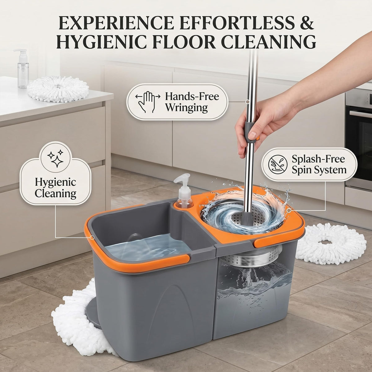HomlyPro Spin Mop Replacement Heads - 6 Pack Microfiber Pads | Reusable & Machine Washable | Deep Cleaning