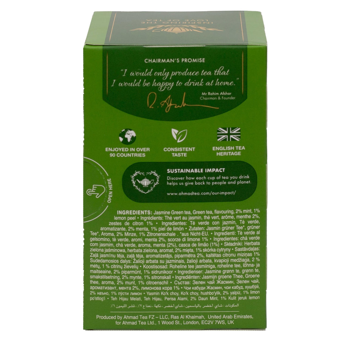Ahmad Tea Green Tea Selection Pack - 4 Varieties | 20 Teabags per Pack | 5 Packs 4