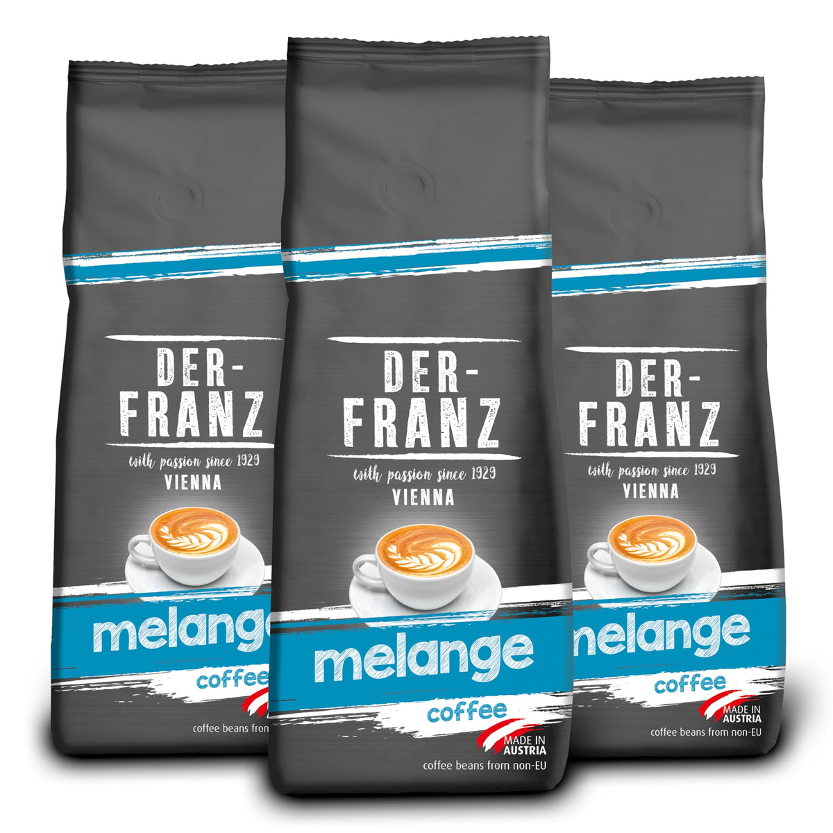 Der-Franz Melange Coffee Beans - Traditional Viennese Blend | 100% Arabica | 3 x 500g