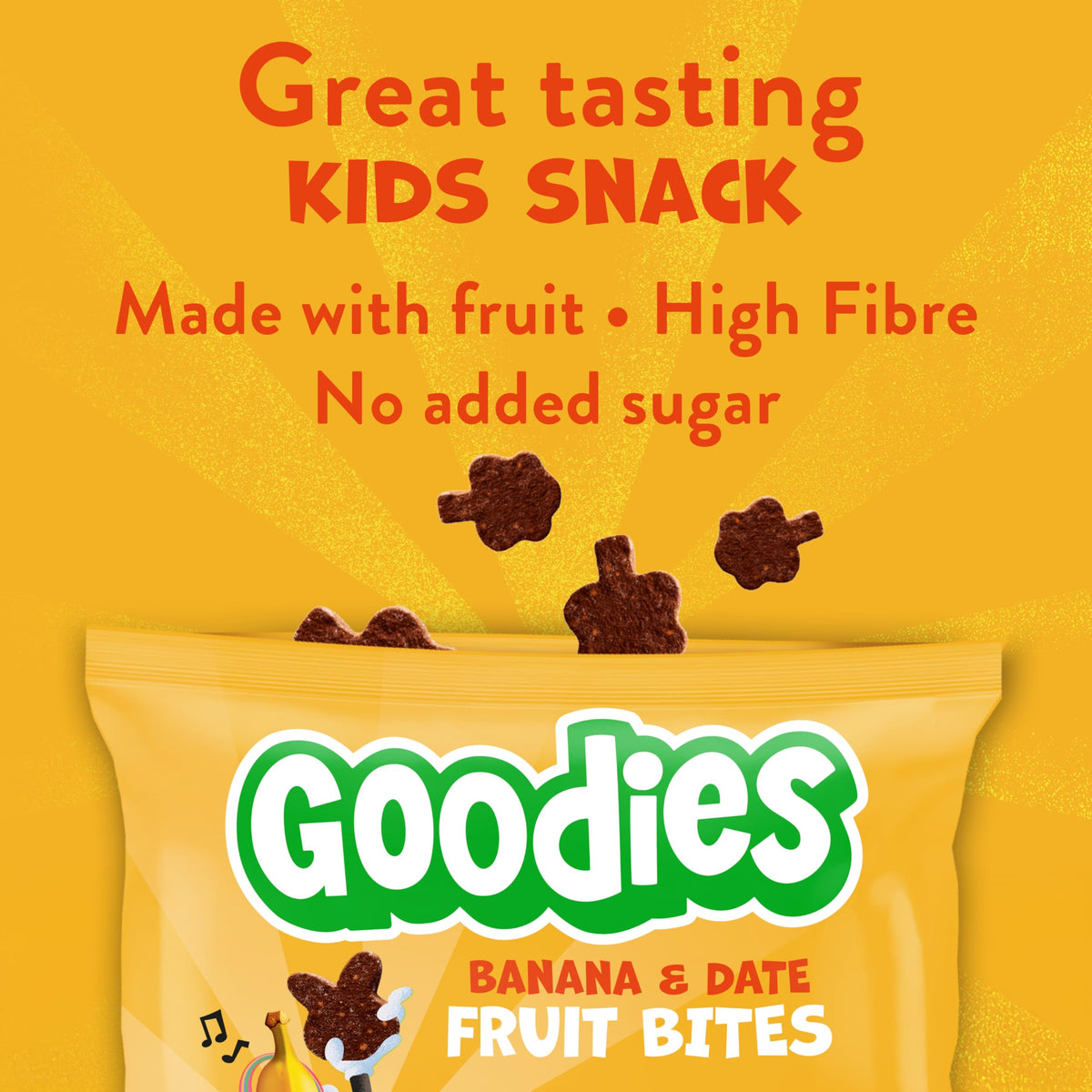 Goodies Banana & Date Fruit Bites - High Fibre, No Added Sugar | 20 x 20g Packs 4