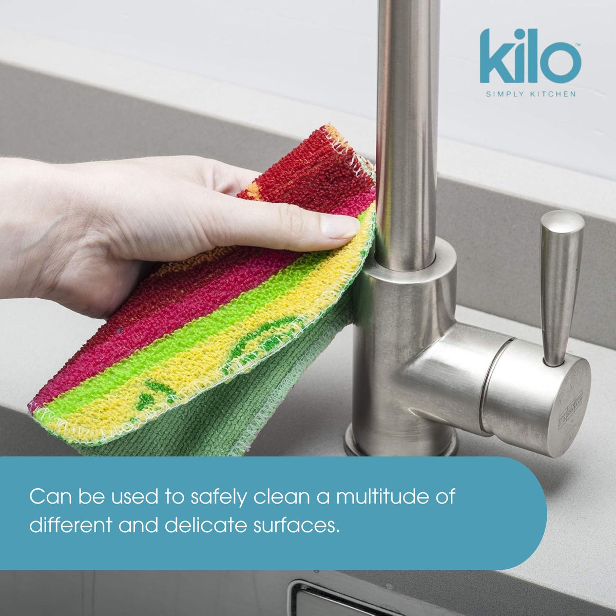 Kilo Scrubby Plus Non-Scratch Scourer with Delicate Cleaning Cloth - Set of 2 | Multi-Colour | 17x14cm 5