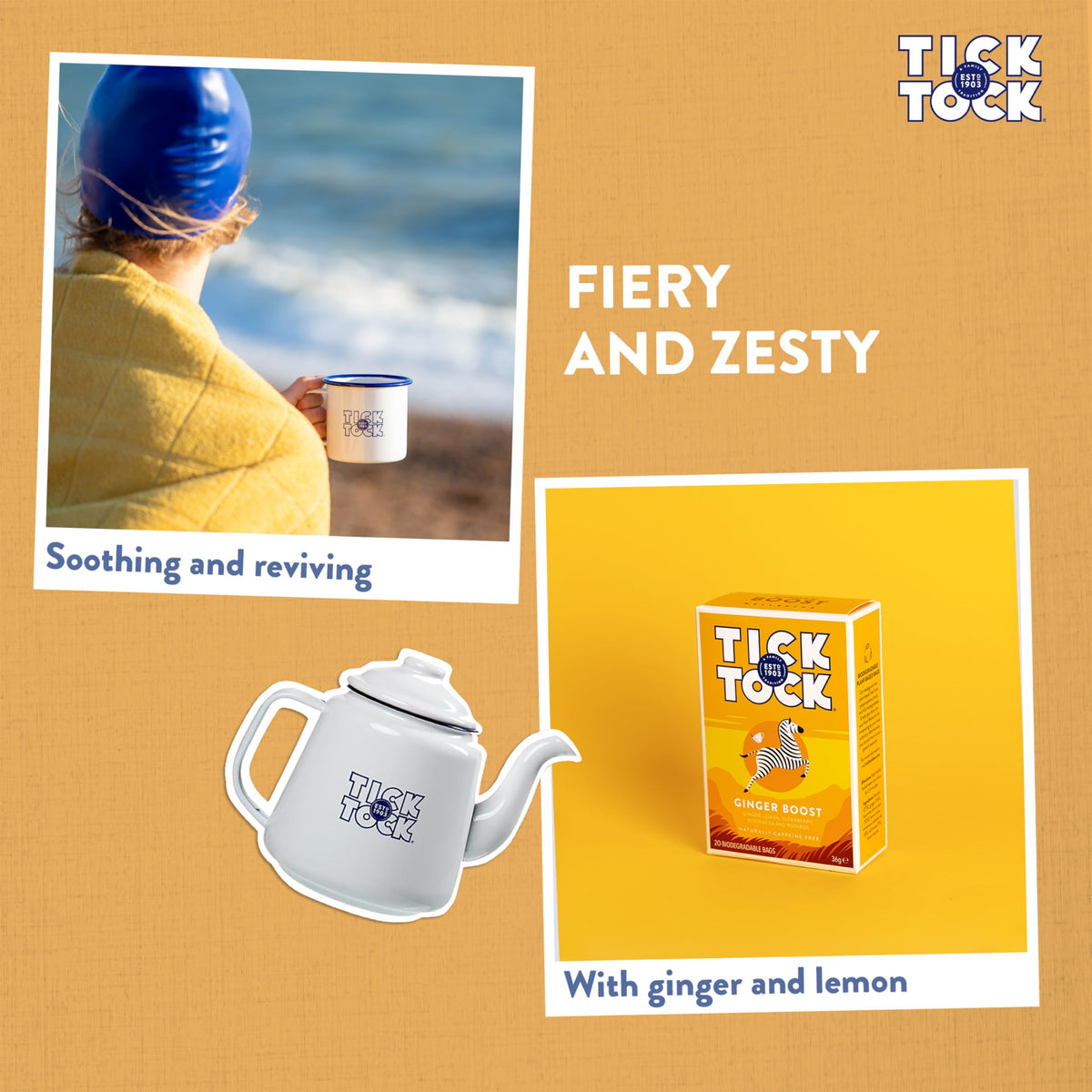 Tick Tock Ginger Boost Herbal Tea - Caffeine-Free, Immune Support, Invigorating 3