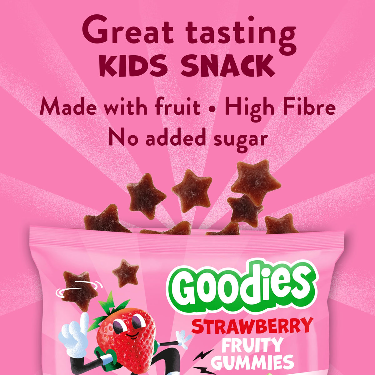 Goodies Strawberry Fruity Gummies - Made with Real Fruit, High in Fibre, Gluten-Free | 12 x 17g Multipack 4