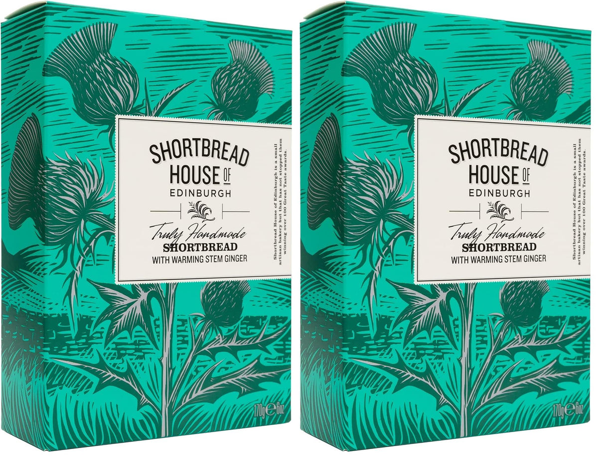 Shortbread House of Edinburgh - Handmade Stem Ginger Shortbread Fingers | 340g | Pack of 2