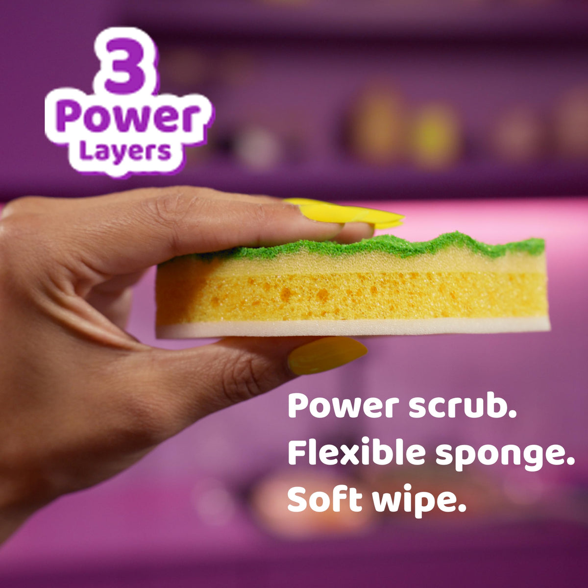 Vileda Punch Fruit-Shaped Sponge Scourers - 4 Pack (Lemon x2, Orange, Apple) 7