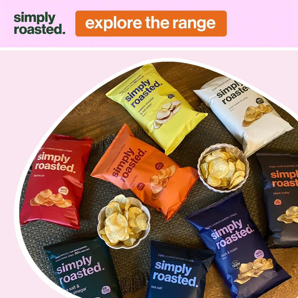 Simply Roasted Duck & Hoisin Crisps - 50% Less Fat Multipack | 6 x 93g Sharer Bags 6