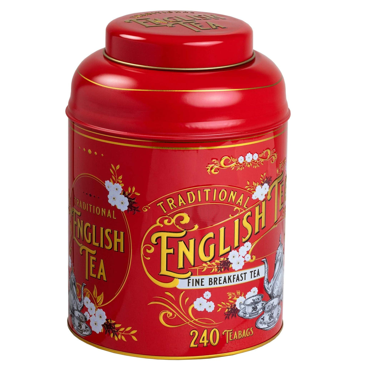 New English Teas Vintage Victorian Tea Caddy - 240 Fine Breakfast Teabags, Red 1