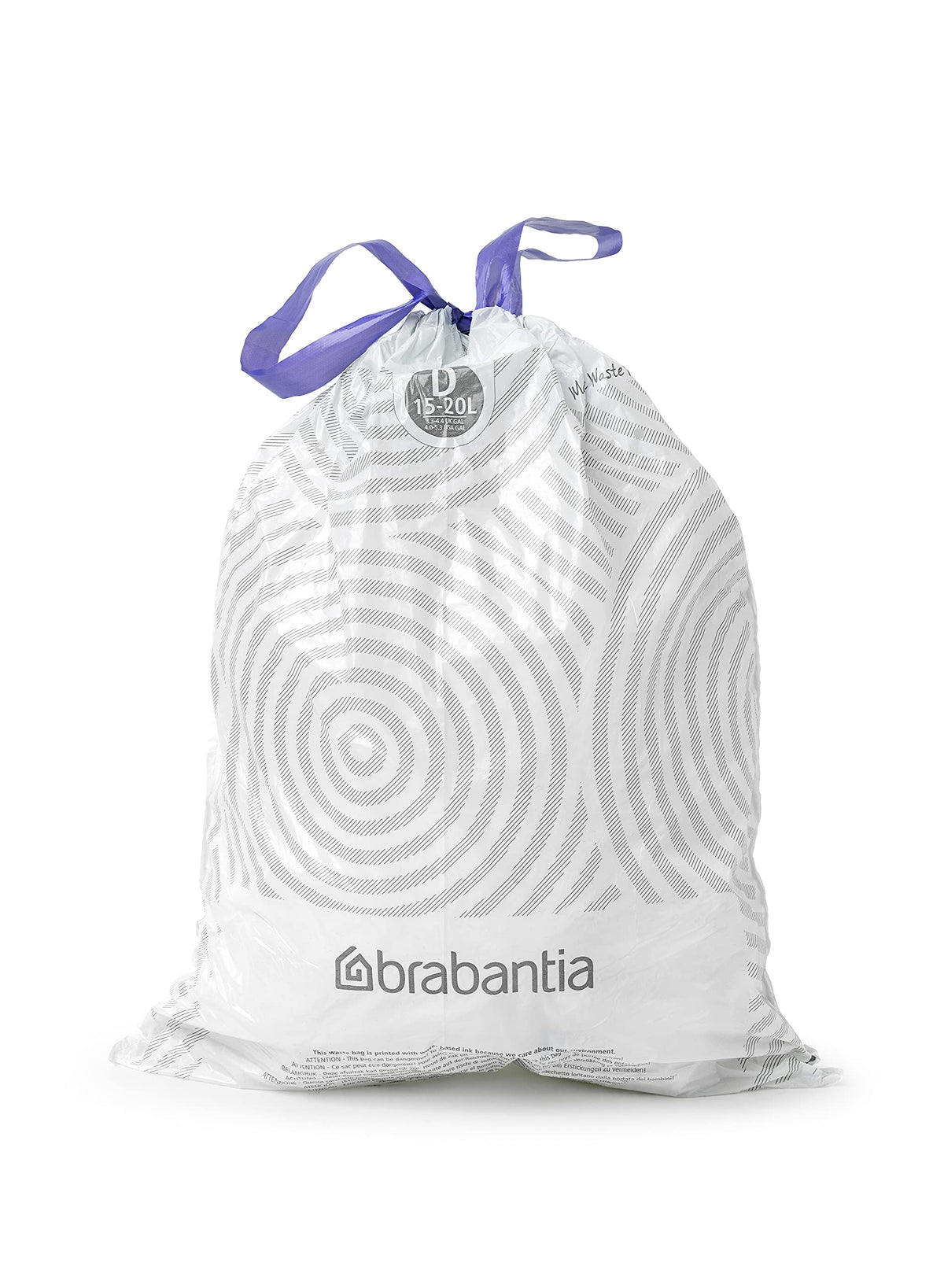 Brabantia IdealFit Bin Liners - Size D (15-20 Litre), White Plastic, Pack of 20 4