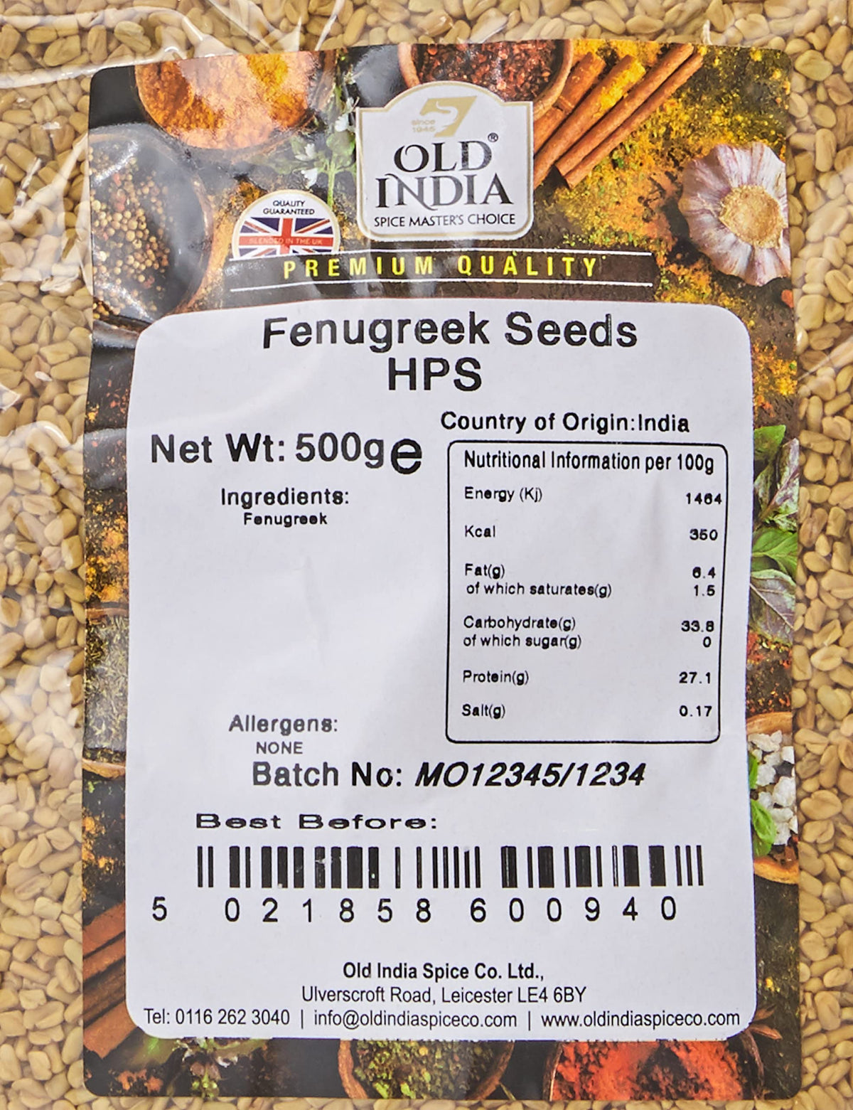 Old India Fenugreek Seeds - 100% Natural, Additive-Free | 500g