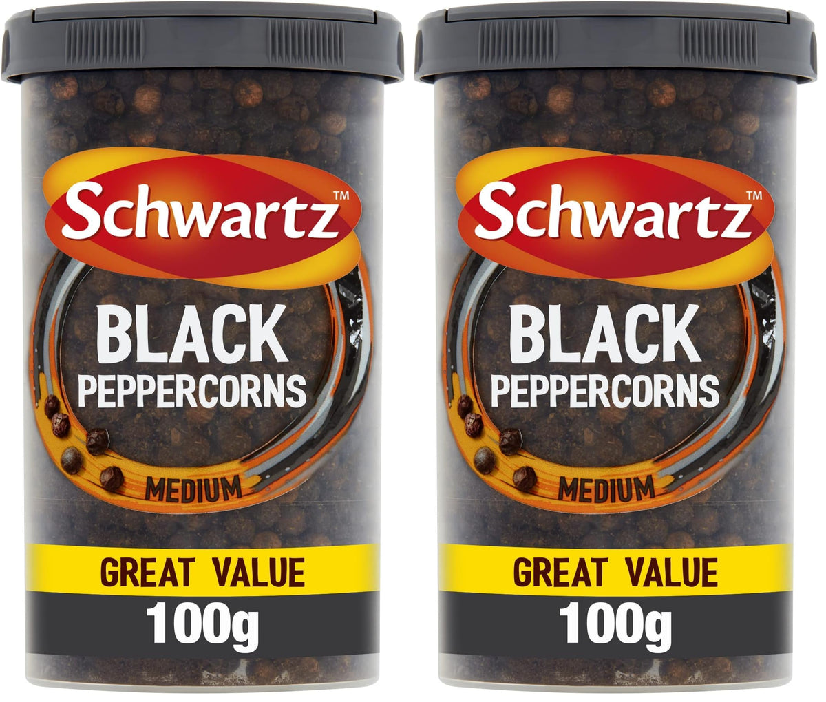Schwartz Black Peppercorns - Medium Heat, Spicy Kick | Whole Peppercorns | 200g Pack of 2