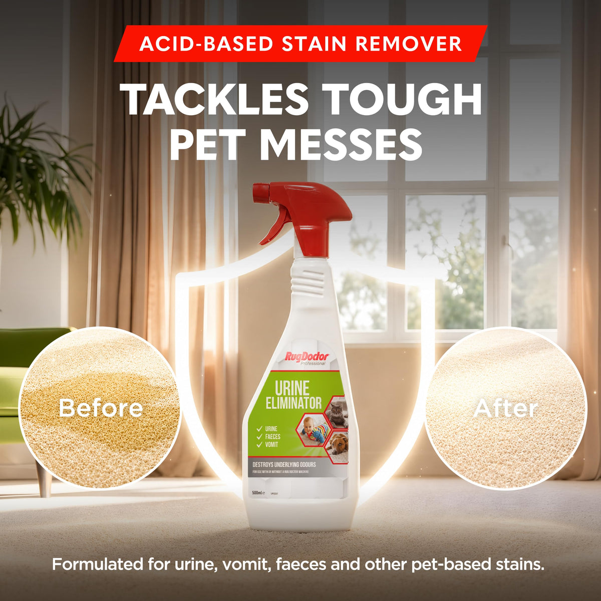 Rug Doctor Urine Eliminator - Pro-Enzymatic Formula for Pet Stains & Odors | 500 ml Trigger Spray (Pack of 2) 4