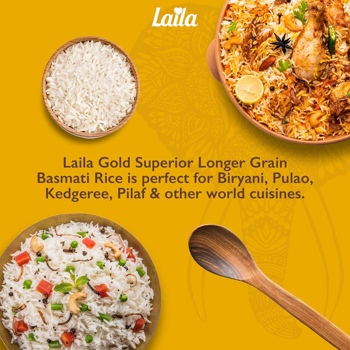 LAILA Gold Basmati Rice - Extra Long Grain, 1kg 4