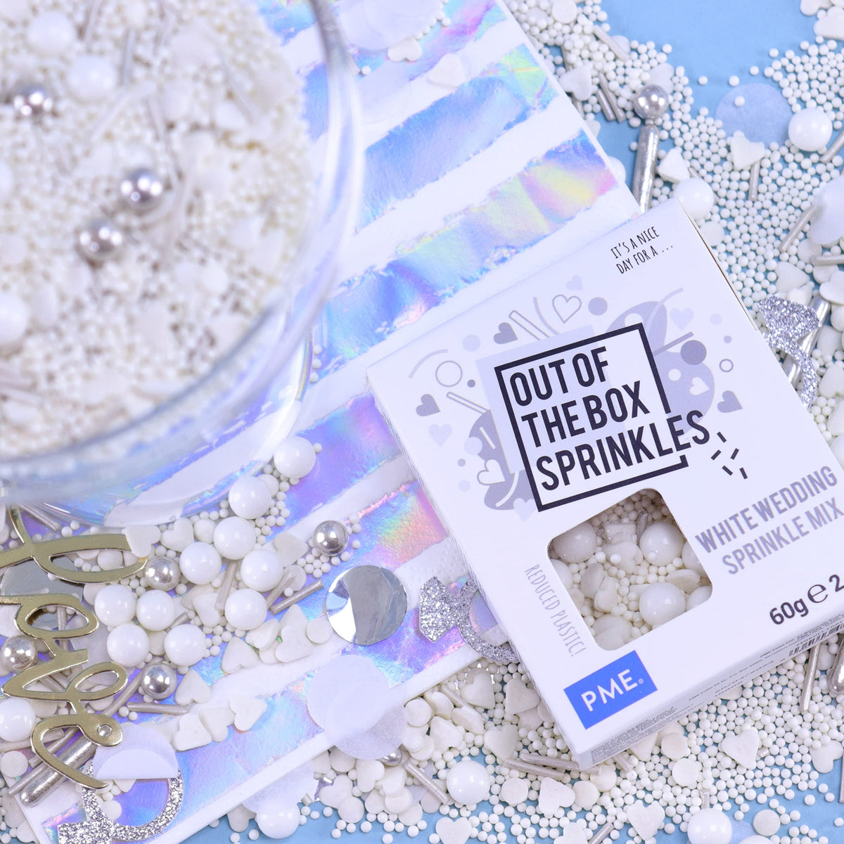 PME Out the Box Sprinkles Mix - White Wedding | 60g | Sugar Shapes 5