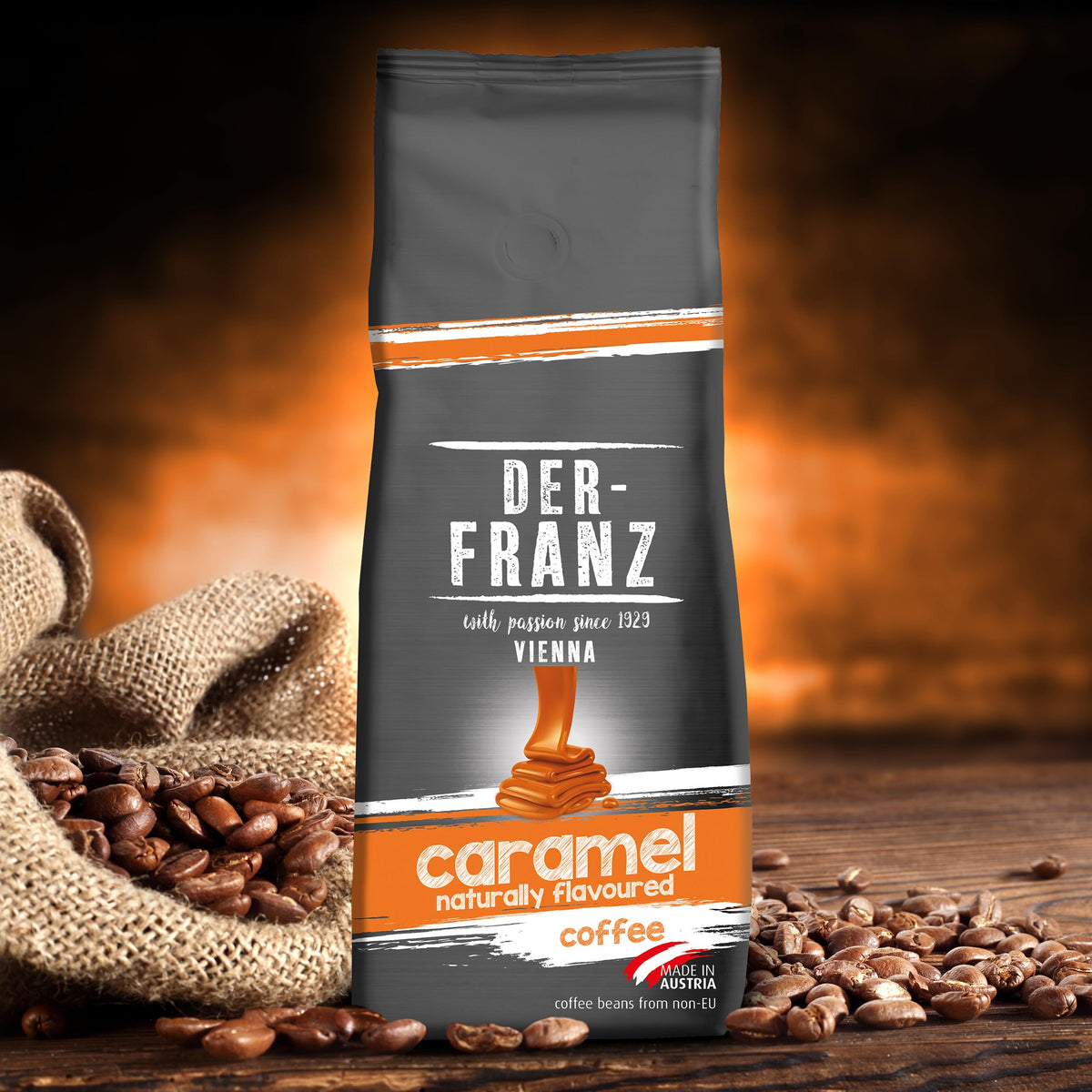 Der-Franz Caramel Flavored Whole Coffee Beans - 3 x 500g Pack | 80% Arabica, 20% Robusta 4