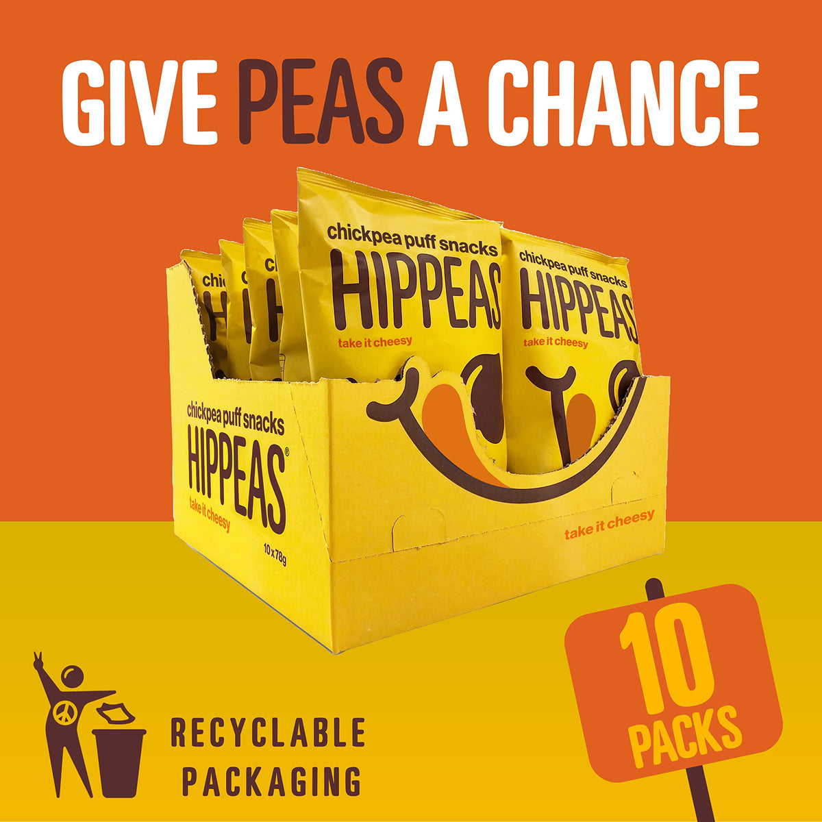 Hippeas Cheese Flavoured Chickpea Puffs Multipack - 10 x 78g Sharing Bags 6