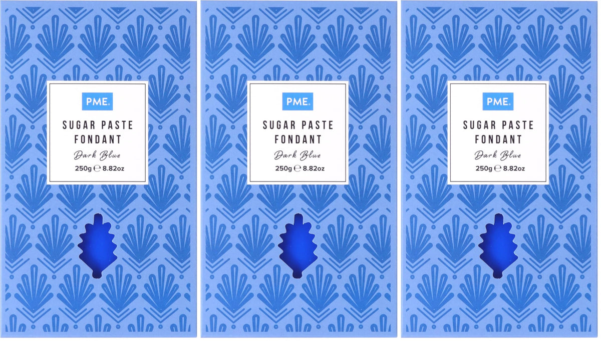 PME Sugar Paste Fondant - Dark Blue, 250g (Pack of 3)