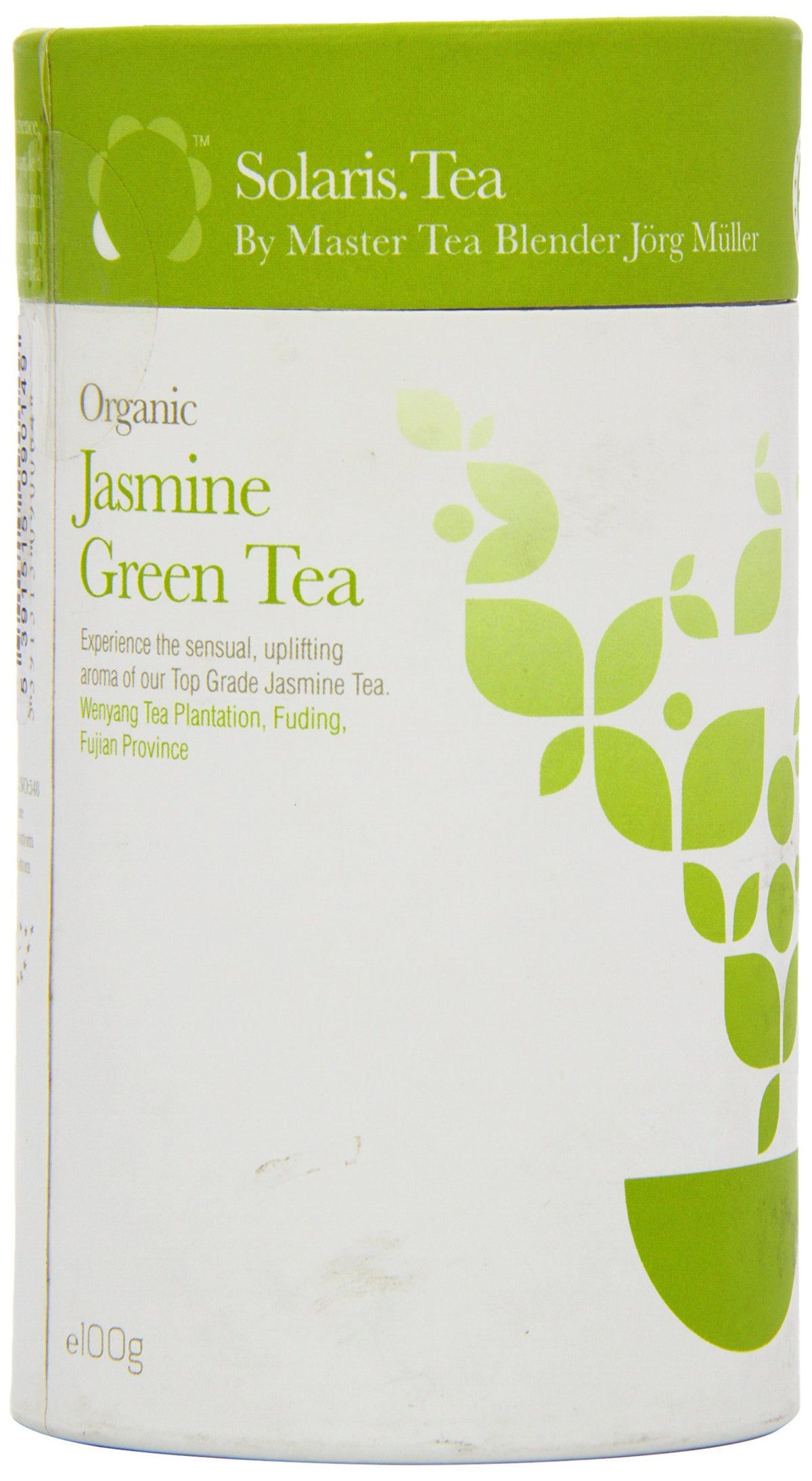 Solaris Tea Organic Loose Whole Leaf Jasmine Green Tea - Antioxidant Rich | 100g | Gold Star Winner