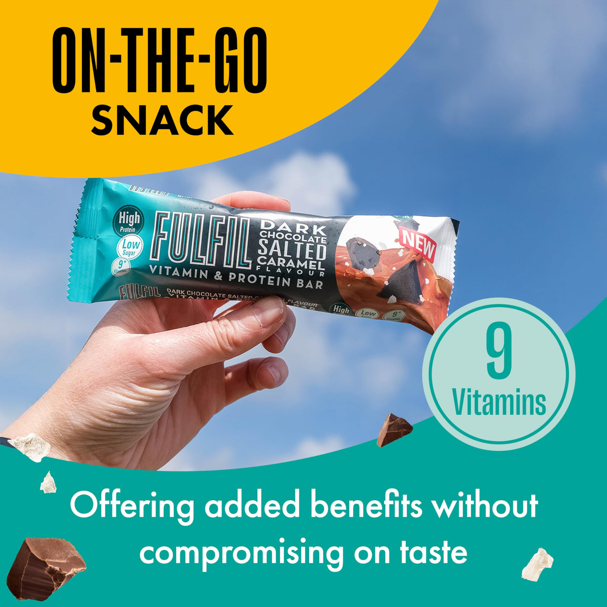 Fulfil Dark Chocolate Salted Caramel Protein Bar - 20g Protein | 55g Bar | 9 Vitamins 4