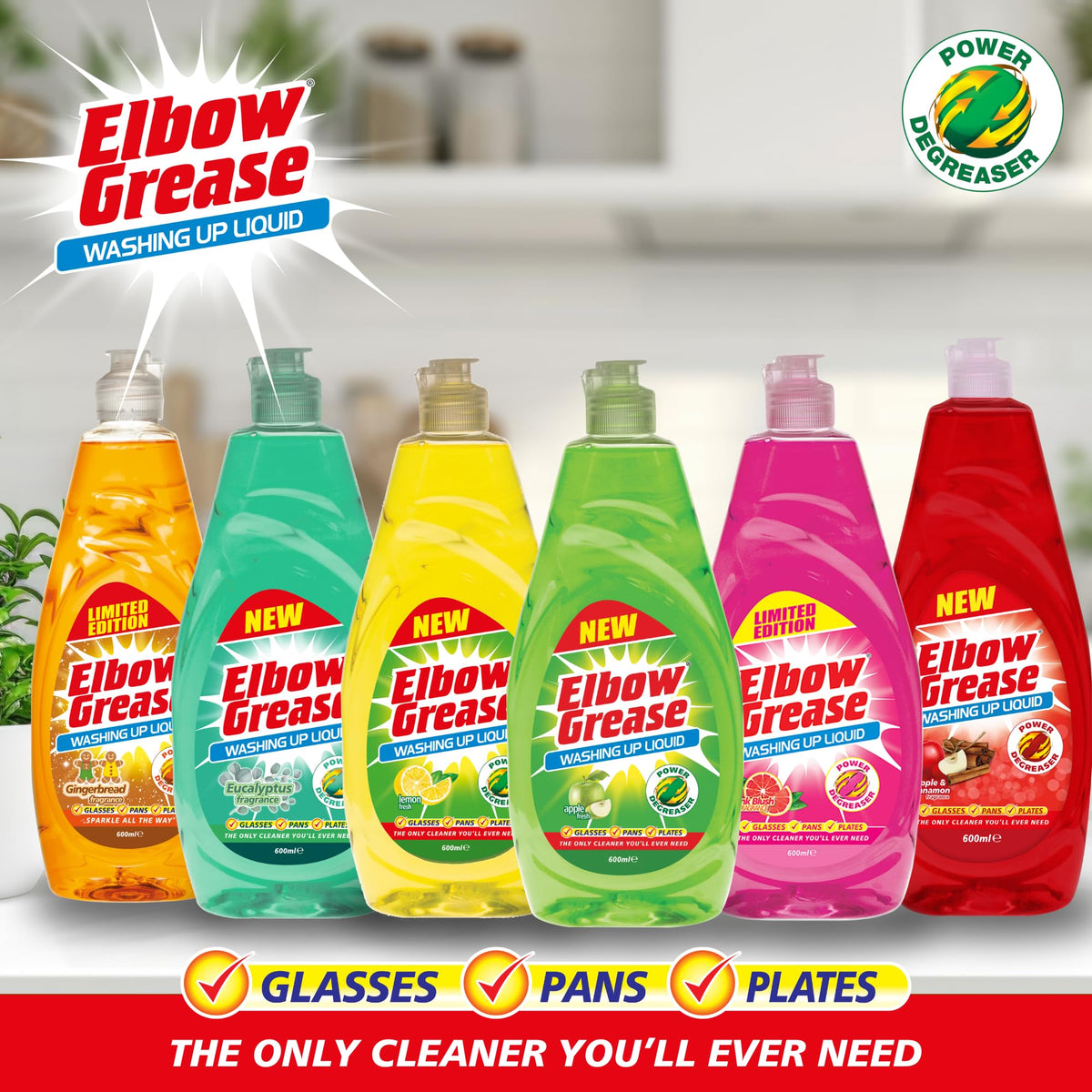 Elbow Grease Washing-Up Liquid - Power Degreaser | 600ml | Eucalyptus Scent 8
