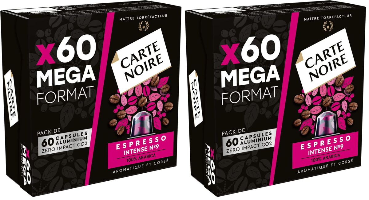 Carte Noire Espresso Intense - 60 Capsules | Nespresso Compatible | Intensity 9/10 | Arabica Blend