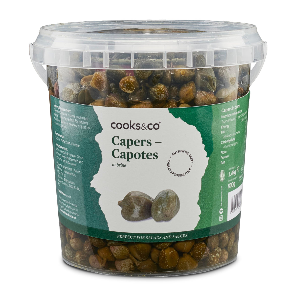 Cooks & Co Capers Capotes - Tangy & Fruity Flavour | 1.4kg 1