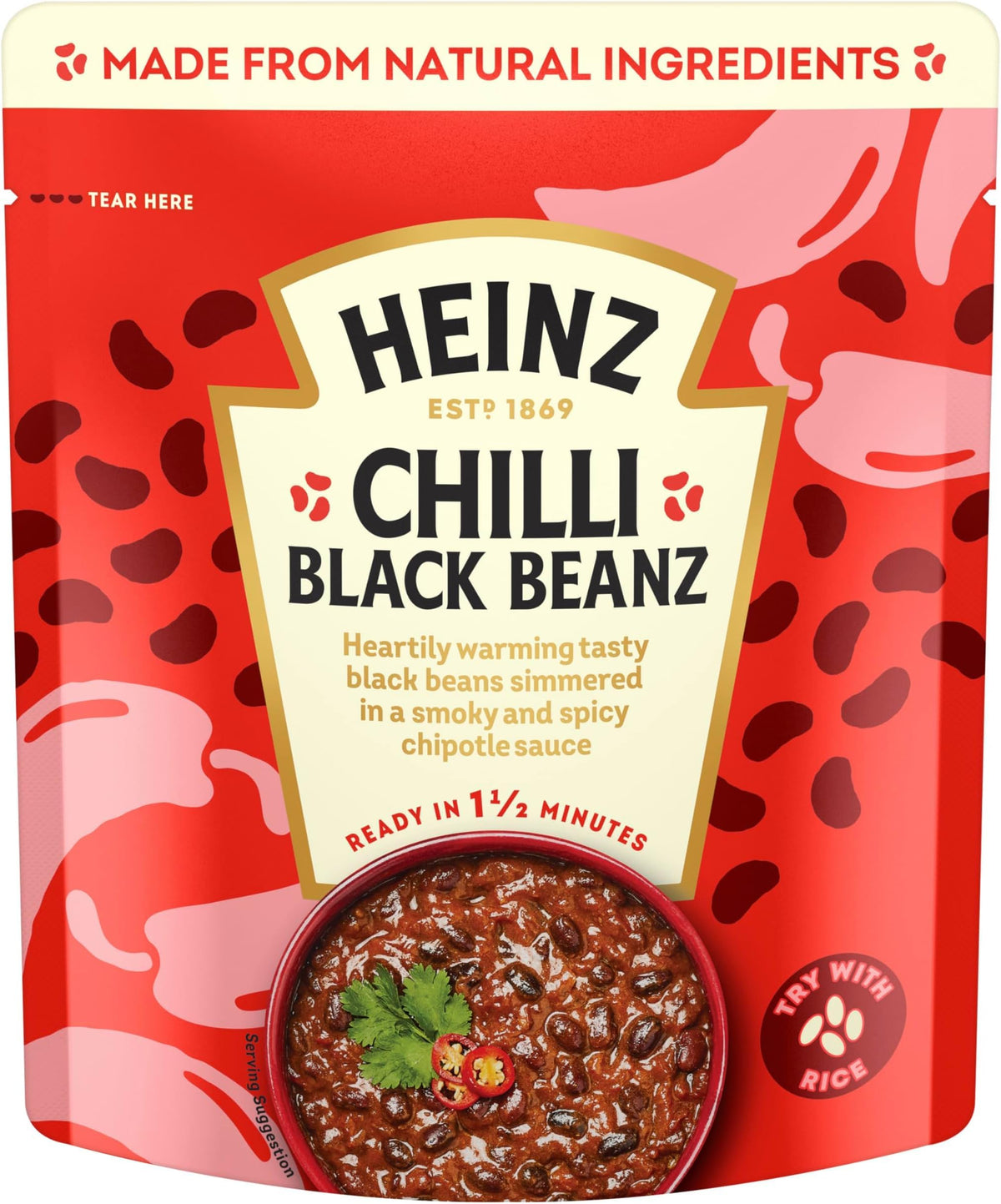 HEINZ Chilli Black Beans with Chipotle Chilli - 6 Pack | Ready in 1.5 Minutes | Source of Protein