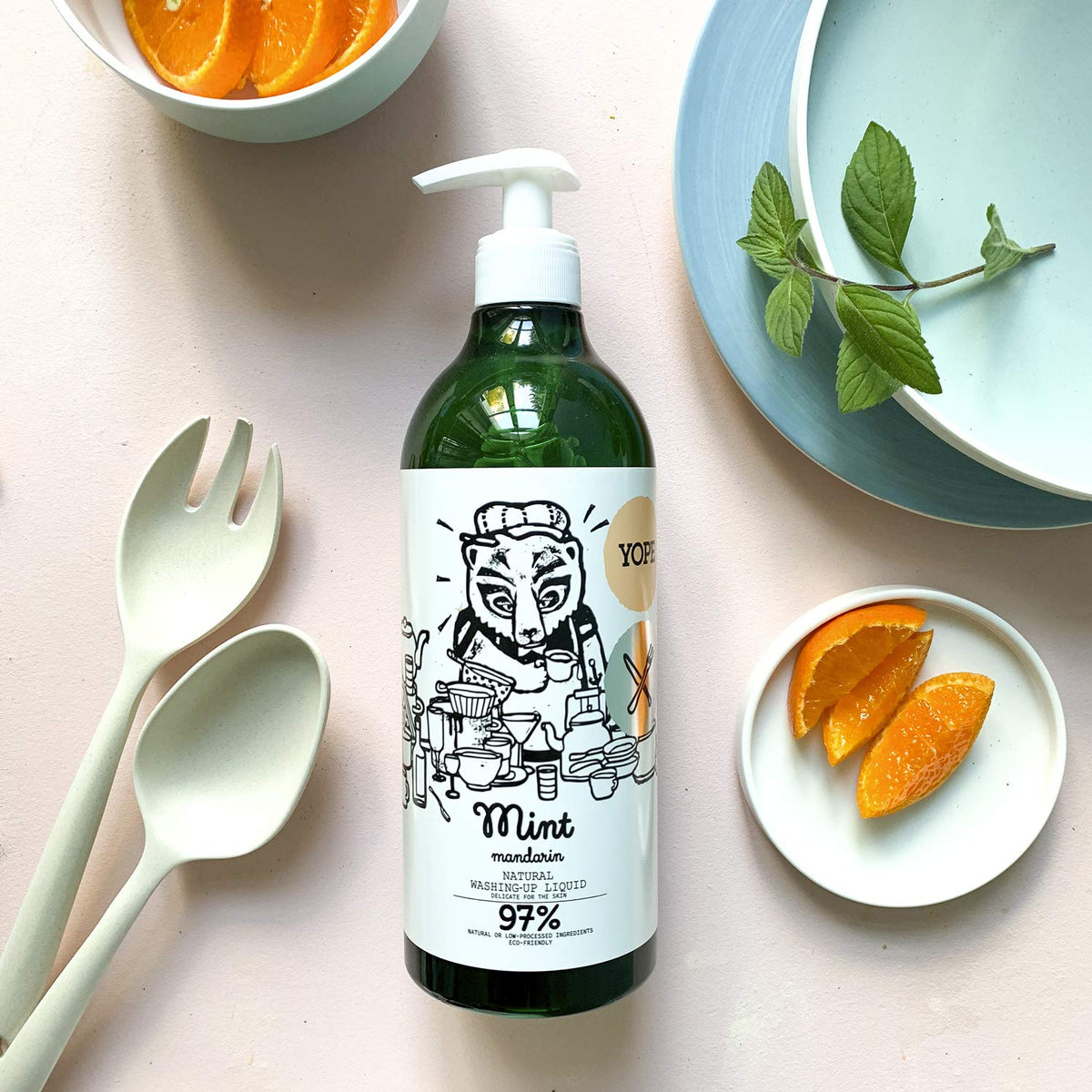 Yope Natural Detergent Washing-Up Liquid - Mint & Mandarin Scent | Vegan | Cruelty-Free | 750 ml (Pack of 2) 3
