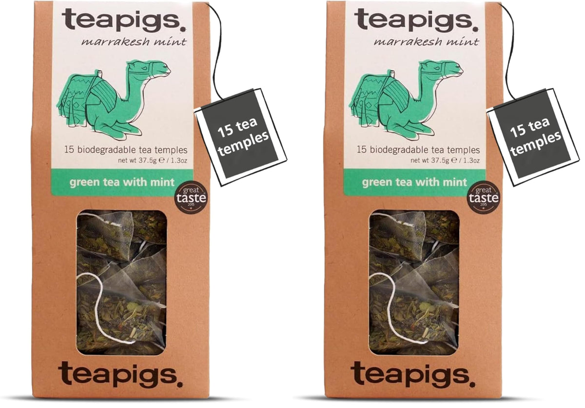 teapigs Green Tea with Mint - Traditional Moroccan Blend - 15 Count (Pack of 2)