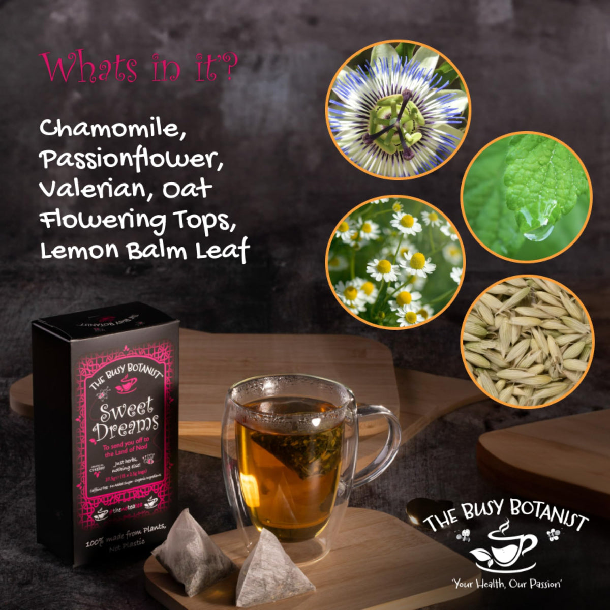 The Busy Botanist Sweet Dreams Herbal Tea - Caffeine Free, Promotes Relaxation & Sleep | 2 Count Pack