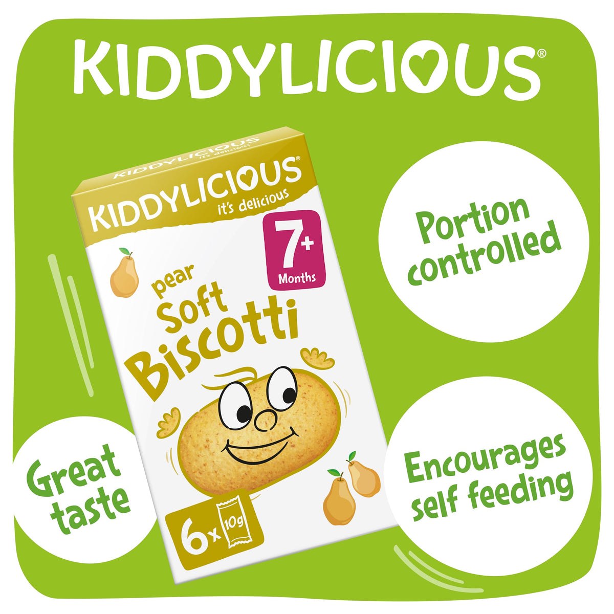 Kiddylicious Pear Biscotti - Baby Snacks for 7+ Months | Pack of 6 7