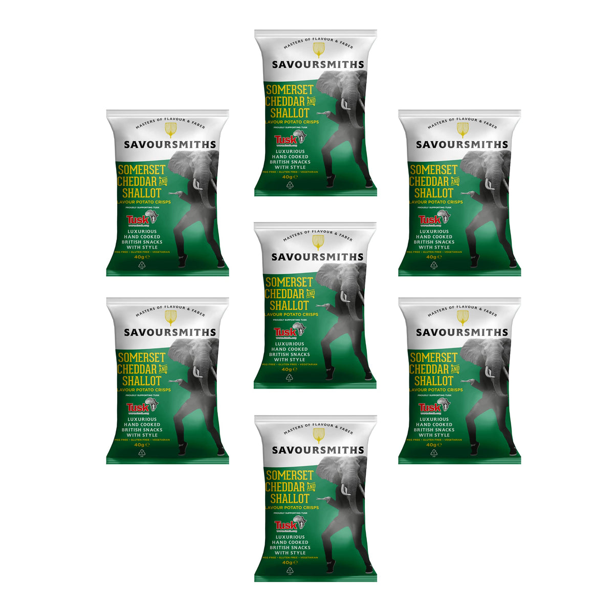 SAVOURSMITHS Somerset Cheddar and Shallot Crisps - 40g Bags (Pack of 7)