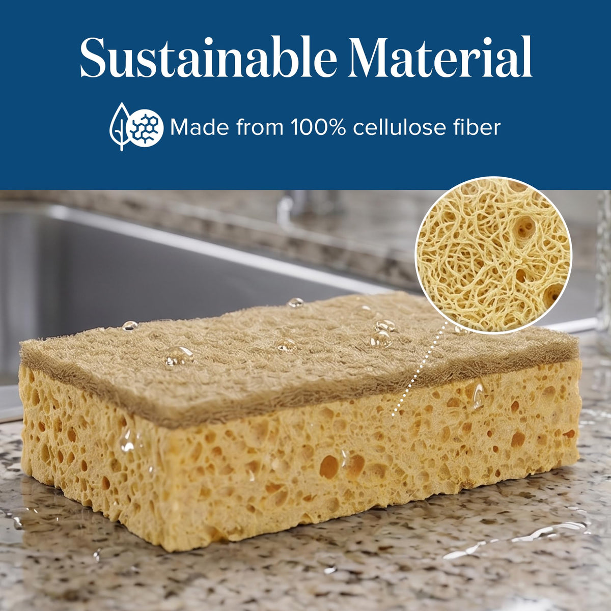 joeji's Kitchen Eco Washing Up Sponges - 6 Pack Natural Cellulose & Sisal | Reusable, Biodegradable 5