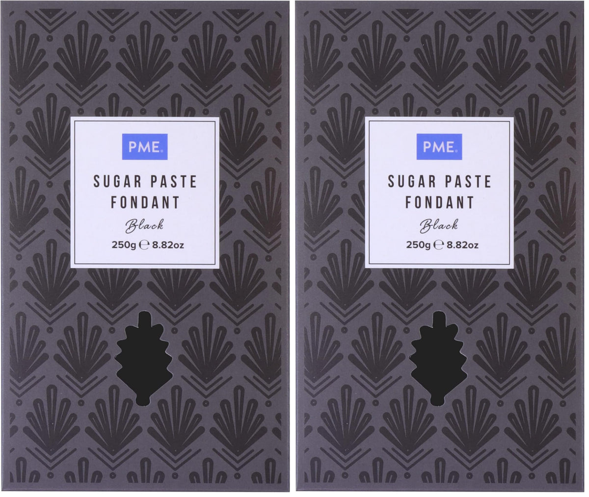 PME Black Sugar Paste Fondant - 250g (Pack of 2) | Thermo-Tech | Ready to Roll
