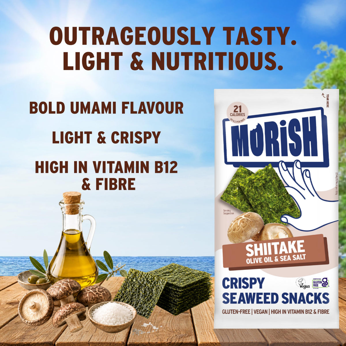 Morish Crispy Shiitake Seaweed Snacks - 20 Pack, 21 Calories Each 4