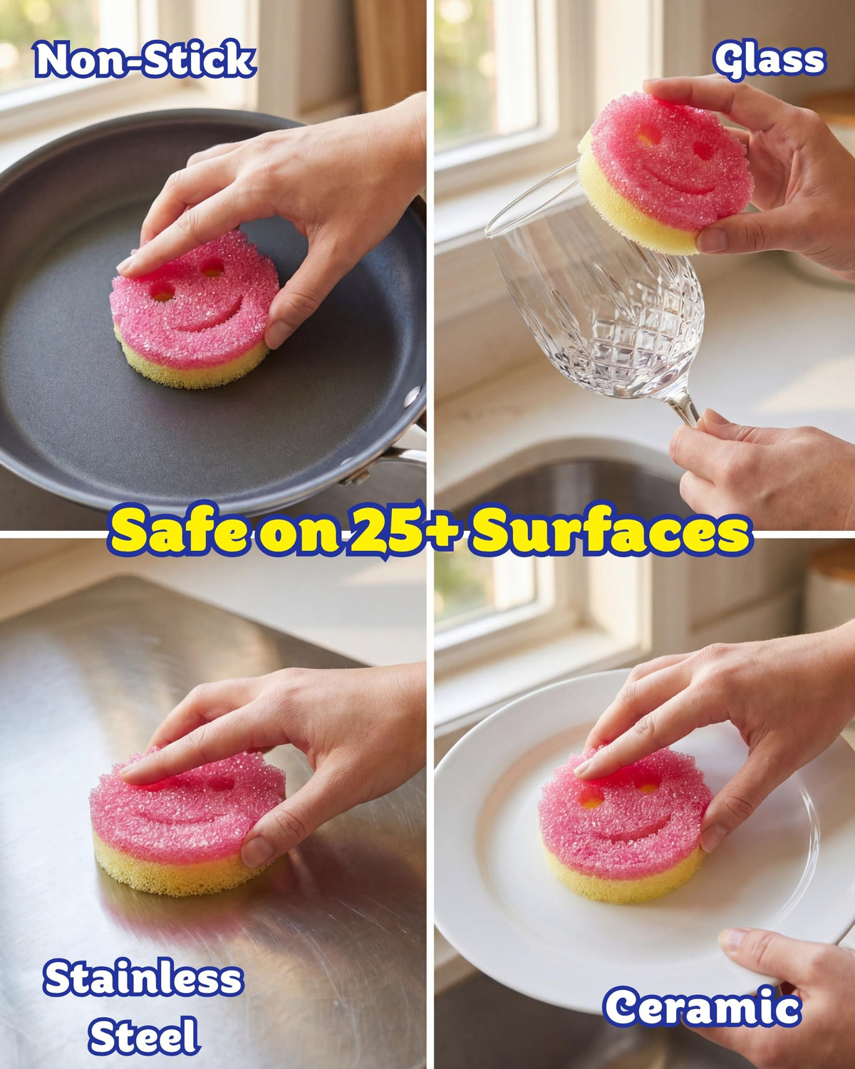 Scrub Daddy Scrub Mommy Essentials Cleaning Sponges - Pack of 4 | Non-Scratch | Dual-Sided 6