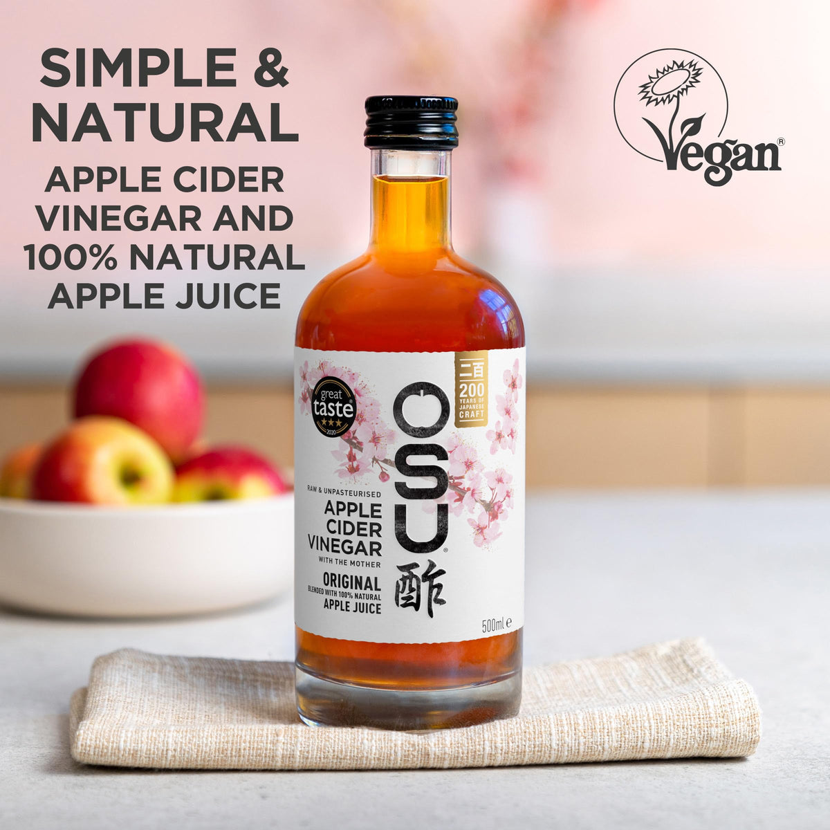 OSU Apple Cider Vinegar with The Mother and Apple Juice - Raw, Unpasteurised, Vegan Certified - 500 ml 5
