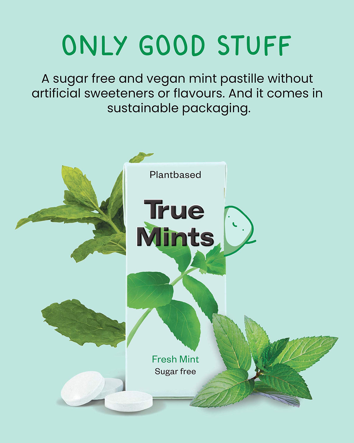 True Gum Sugar Free Mints - Xylitol Mint Flavour Pastilles | 12-Pack