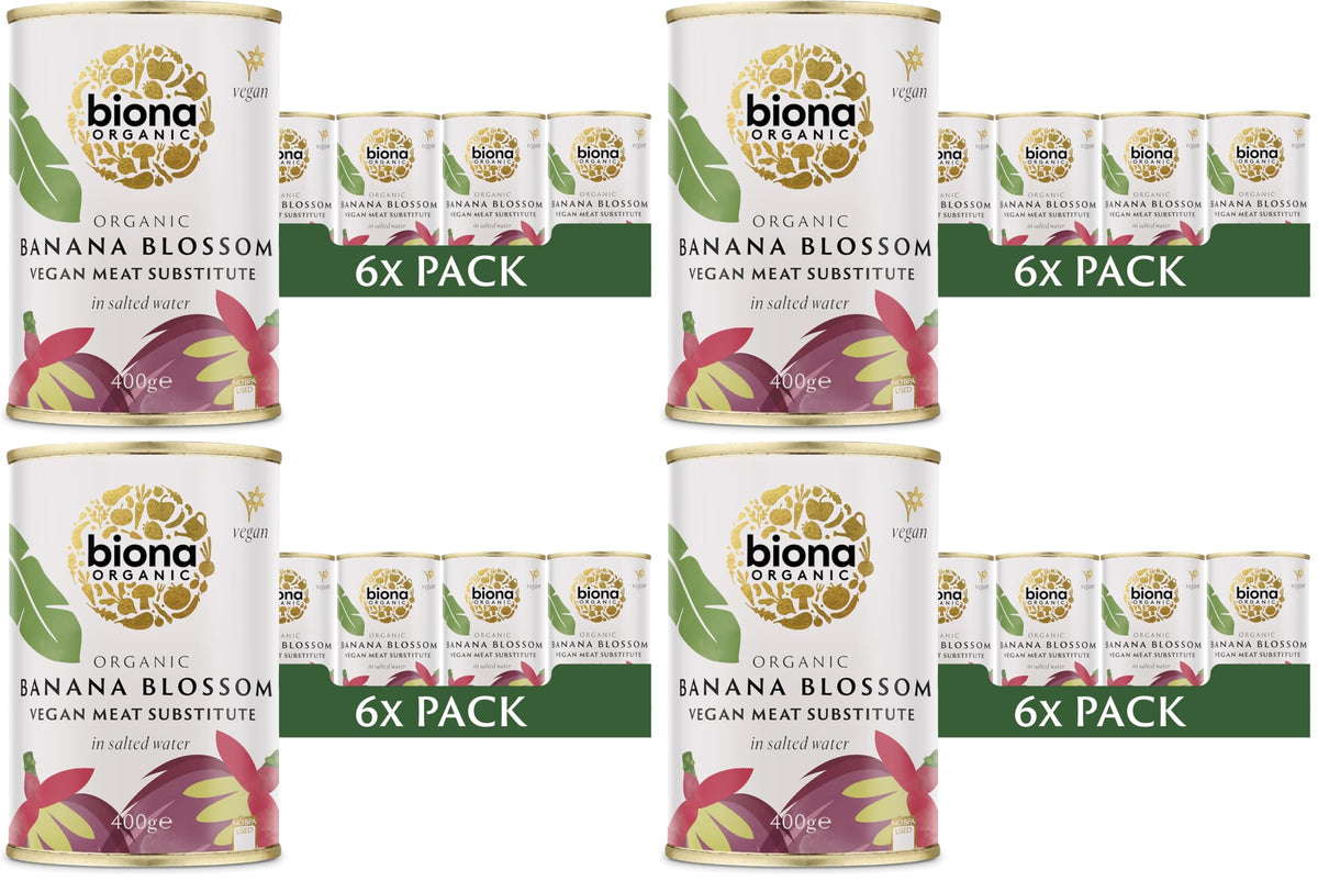 Biona Organic Banana Blossom in Salted Water - Pack of 4 x 400g | High in Fibre | Suitable for Vegans