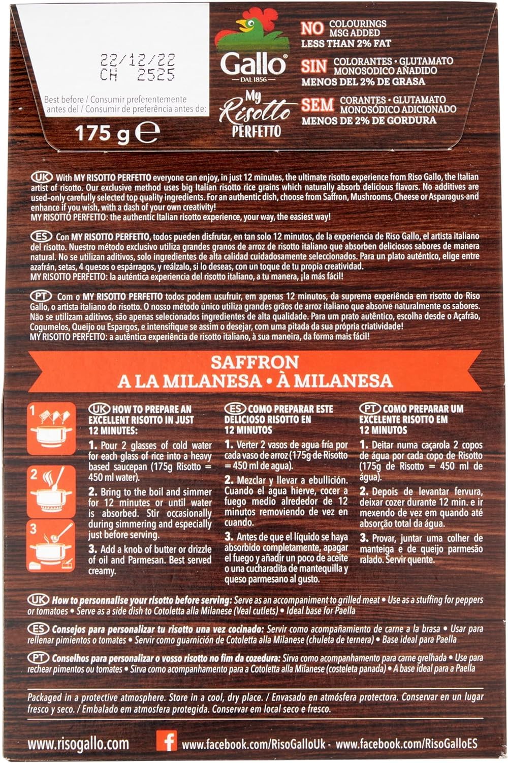 Riso Gallo My Risotto Perfetto Vegetarian Saffron - 175g (Pack of 6) 5