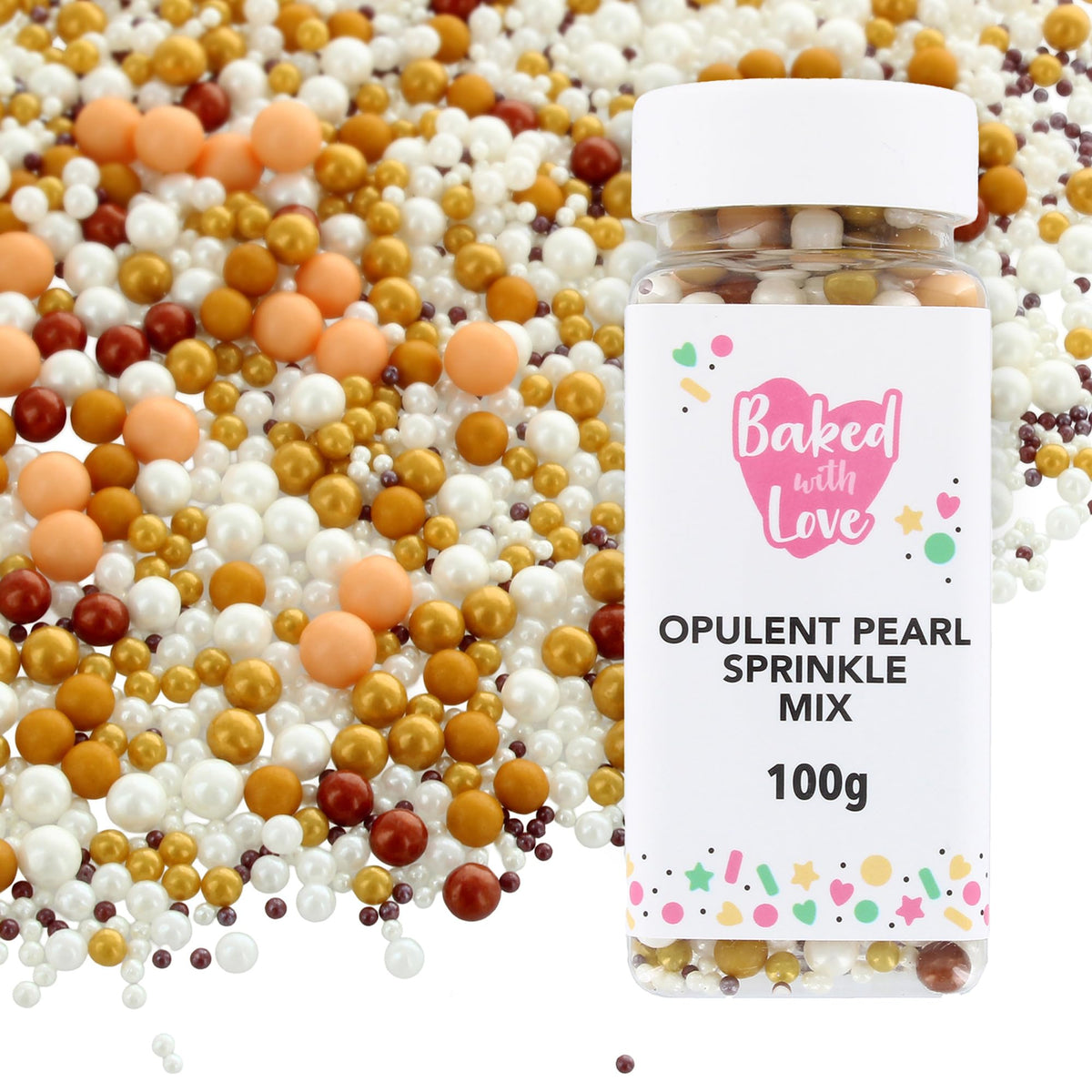 Baked With Love Opulent Pearl Sprinkles - 100g Edible Cake Decoration