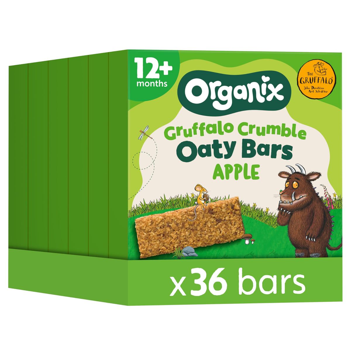 Organix Gruffalo Crumble Apple Oaty Bars - 6 Boxes of 6 x 23g | High Fibre | Organic