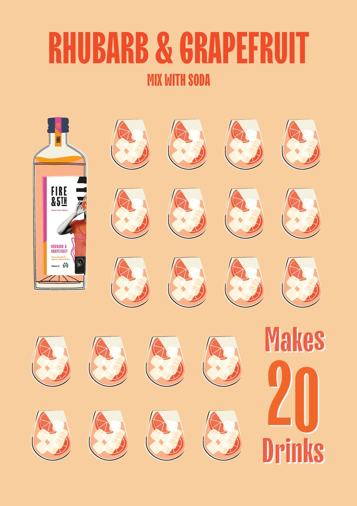 Fire & 5th Rhubarb & Grapefruit Alcohol-Free Spirit Alternative - 700ml 4