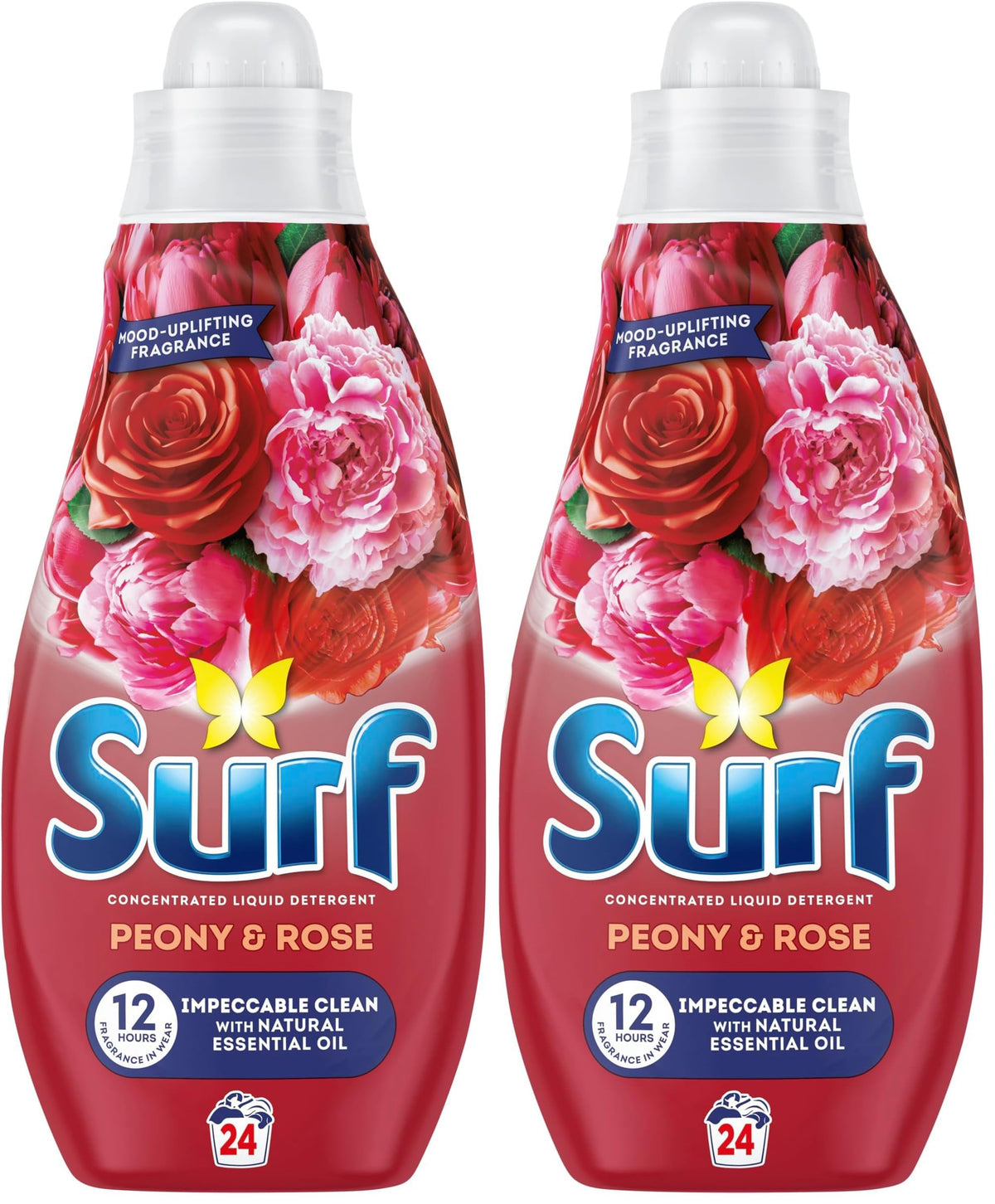 Surf Peony & Rose Liquid Laundry Detergent - Joy-Infused Fragrance, Brilliant Clean, 648 ml (Pack of 2)