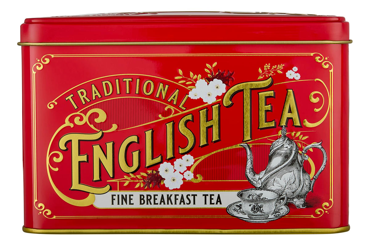 New English Teas Vintage Victorian Tea Tin - 40 English Breakfast Teabags | Red Tin | 80g 1