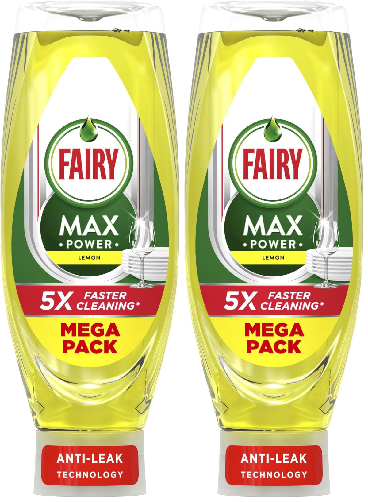 Fairy Max Power Washing Up Liquid Lemon - Easy & Effortless Cleaning, 730 ml (Pack of 2)