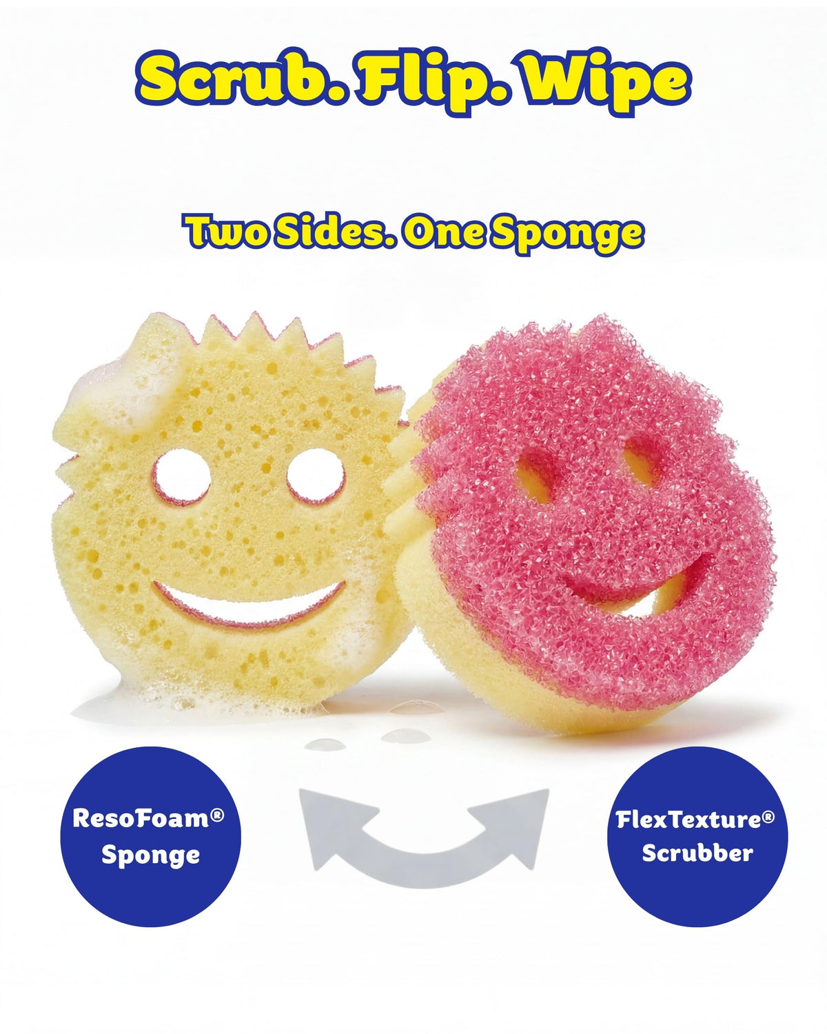 Scrub Daddy Scrub Mommy Essentials Cleaning Sponges - Pack of 4 | Non-Scratch | Dual-Sided 3