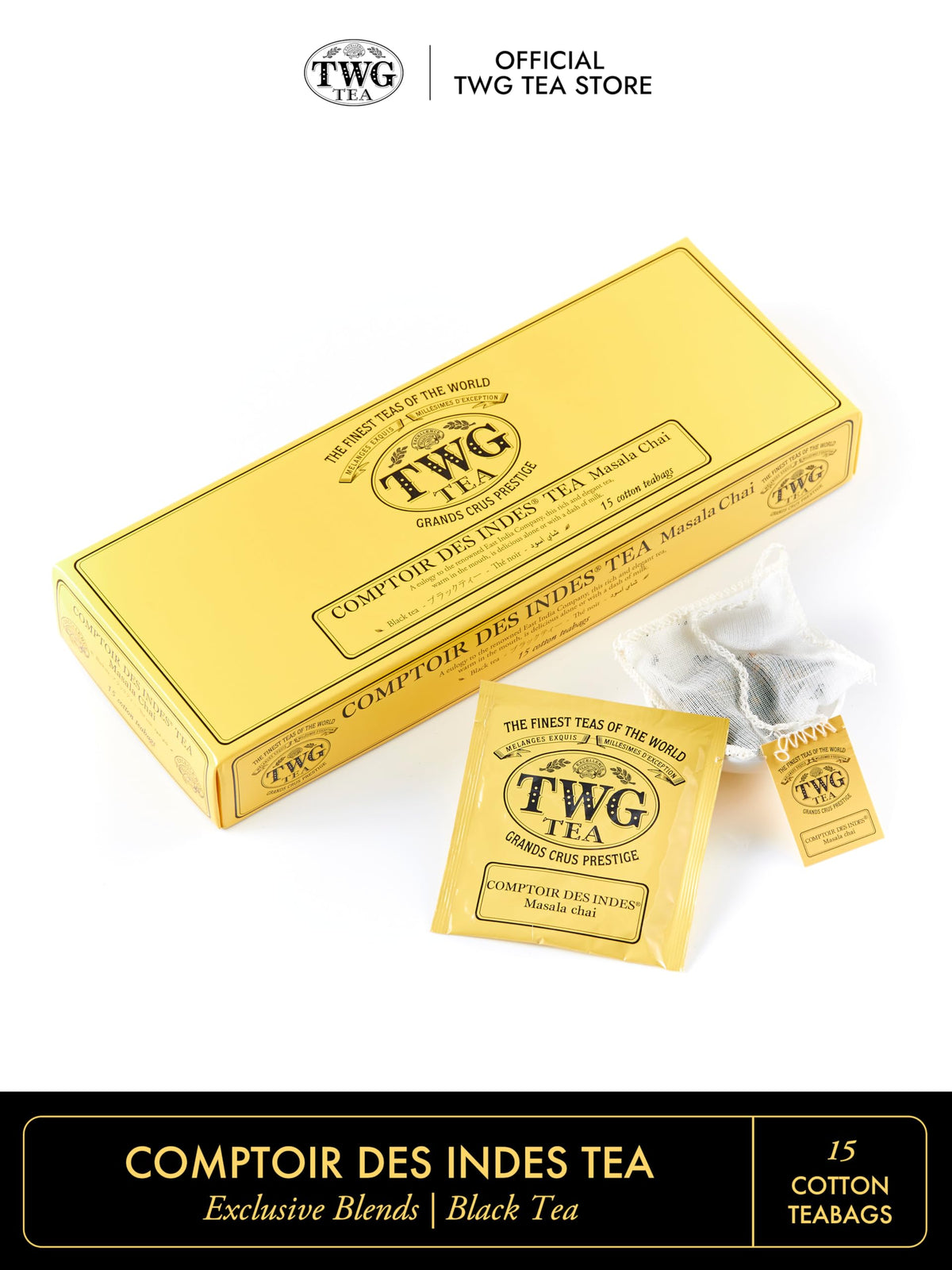 TWG Tea Comptoir Des Indes Masala Chai & Spices Black Tea Teabags - 15 Count