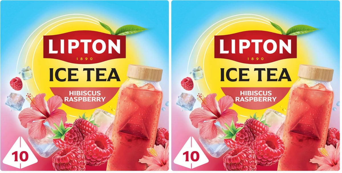 Lipton Hibiscus Raspberry Iced Tea - Zero Calories, Zero Sugar, 10 Pyramid Tea Bags