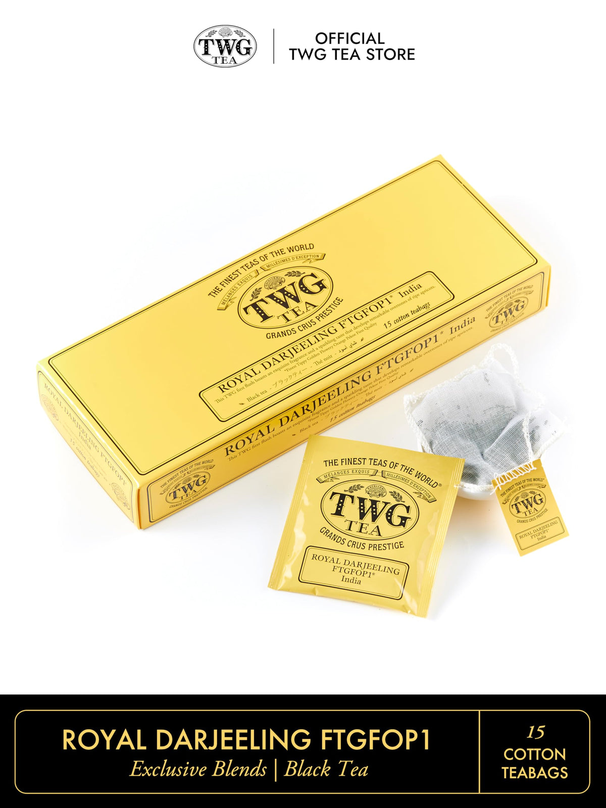 TWG Tea Royal Darjeeling FTGFOP1 Black Tea - 15 Hand-Sewn Teabags | Ripe Apricots | 40g 2