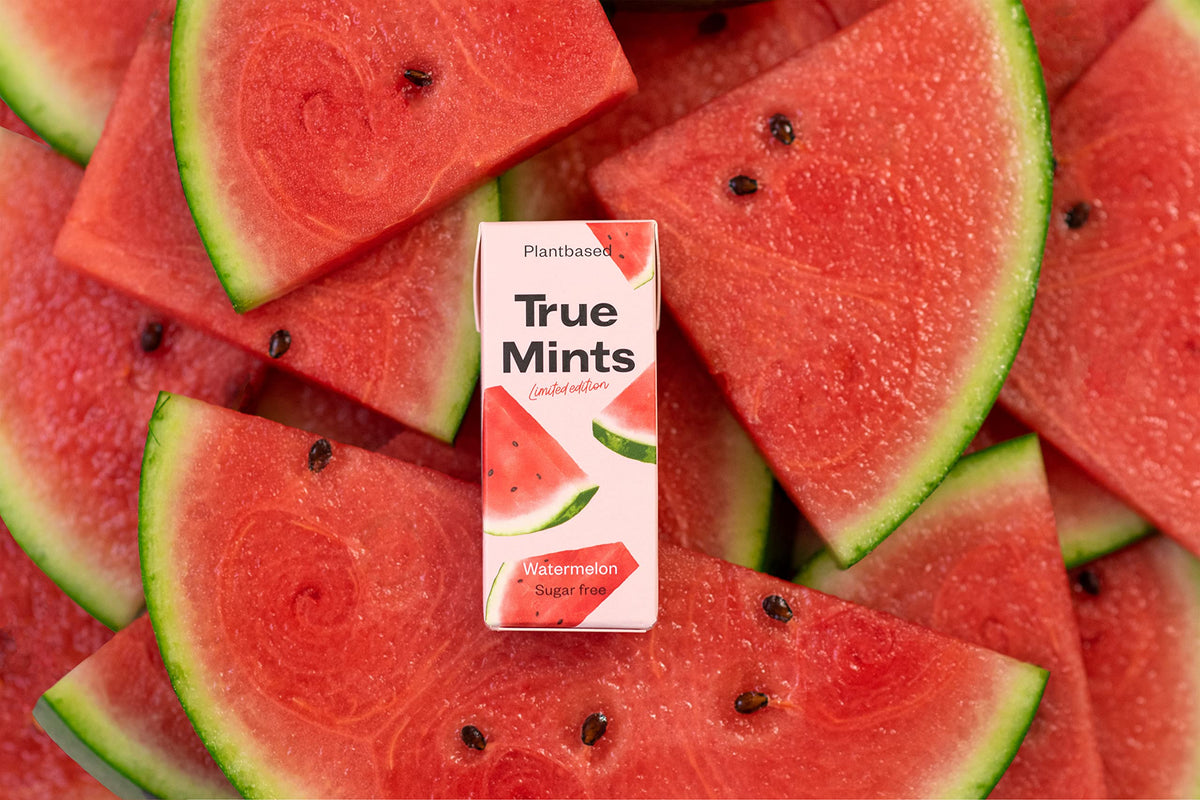 True Gum Watermelon Mints - Sugar-Free, Vegan, Xylitol Sweetened | 12-Pack